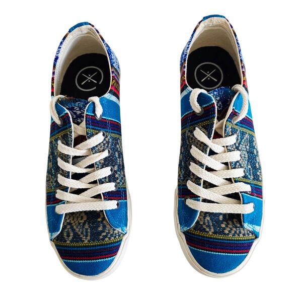 Inkkas Bluebird Low Top Multicolor Blue Lace-Up Sneakers Women's 9 / Men's 7 - Picture 2 of 6